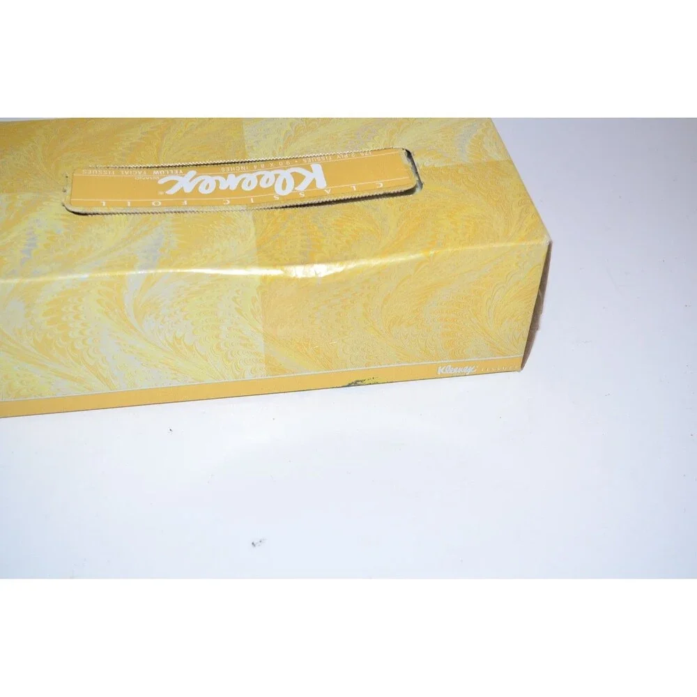 Vtg 80s Kleenex Yellow Facial‎ Tissues Classic 1987 Family Size 175-2 Ply